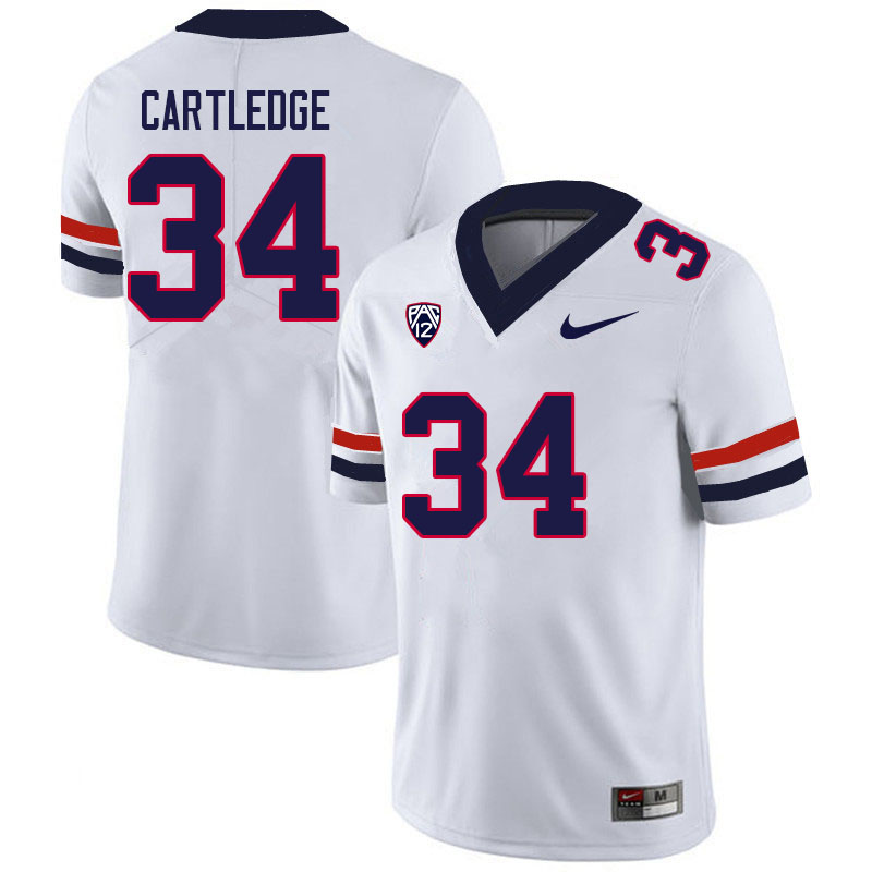 Men #34 Trey Cartledge Arizona Wildcats College Football Jerseys Sale-White